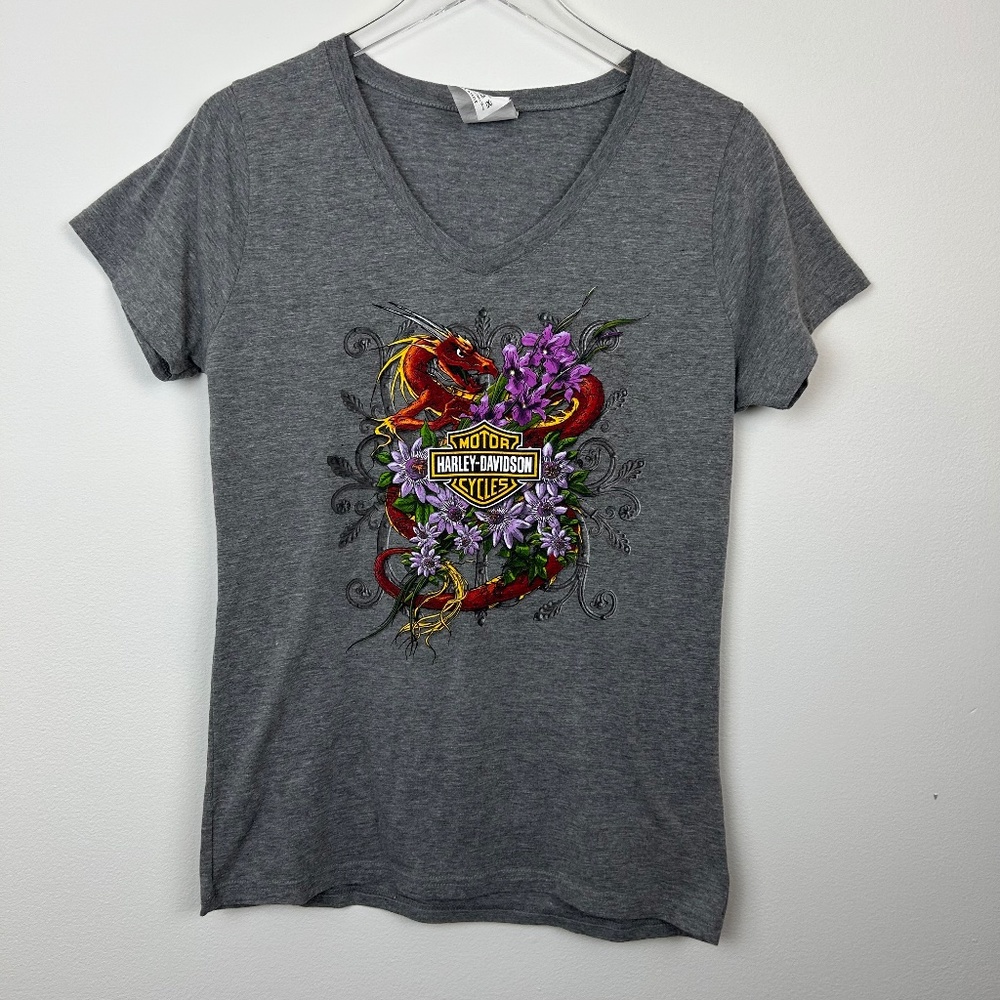 Gorgeous Tail of the Dragon US 129 Authentic Harley-Davidson Women's Tee Large